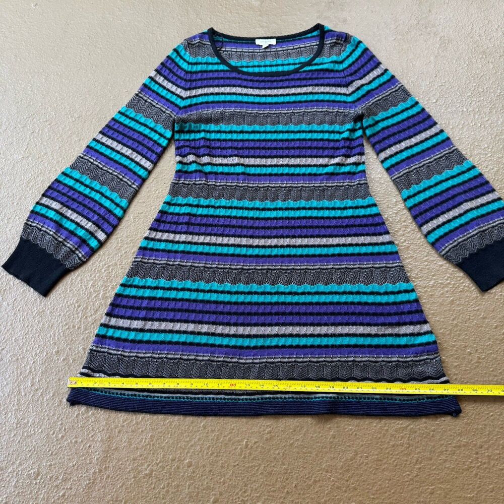 Umgee Knit Dress Tunic Sweater Sz L Multicolor Stripes Long Sleeves Hippie Boho - Picture 4 of 7